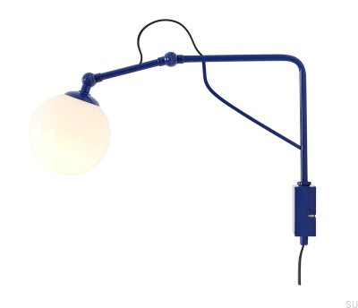 Маленький настенный светильник Soho Glass из металла цвета кобальта