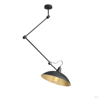 Потолочный светильник Melos Metal Black (золотой абажур в центре)