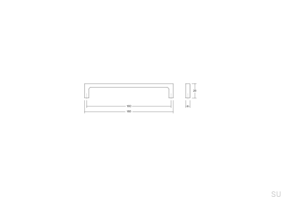 Ручка мебельная продолговатая Pura 256, полированная медь