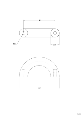 Ручка мебельная удлиненная Arch 052 41, латунь, серебро, хром