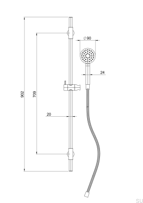Душевая штанга с регулируемым настенным креплением ARM100 Brass Honey Gold