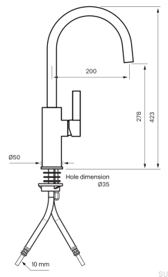 Смеситель для кухни ARM180 из латуни, черная платина