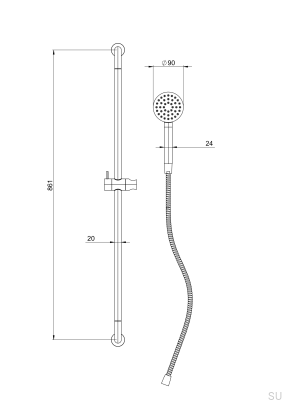 Душевая штанга из латуни и бронзы ARM200