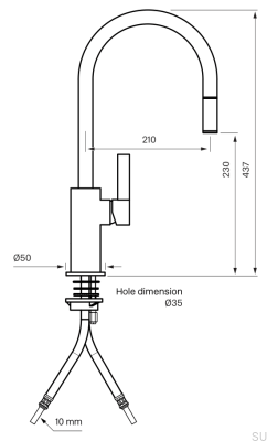 Выдвижной кухонный смеситель ARM375, латунь, черная платина