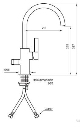 Кухонный кран с клапаном для посудомоечной машины ARM384, латунь, никелированная, матовая