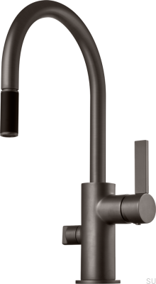Кухонный смеситель с выдвижным изливом и клапаном для посудомоечной машины ARM385 Латунь Графит