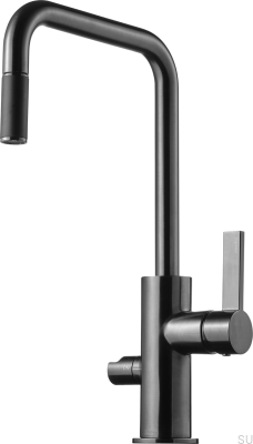 Кухонный смеситель с клапаном для посудомоечной машины ARM887, латунь, черный хром, матовый