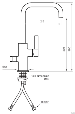 Кухонный смеситель с клапаном для посудомоечной машины ARM984, латунь, матово-черный