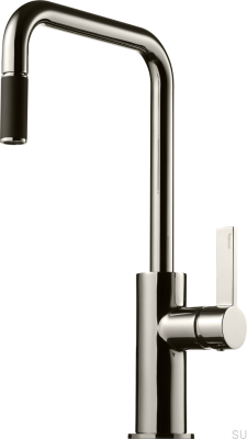 Кухонный смеситель с выдвижным изливом ARM985 Латунь Черная Платина