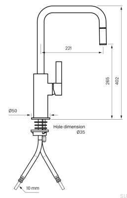Кухонный смеситель с выдвижным изливом ARM985 Латунь Черная Платина