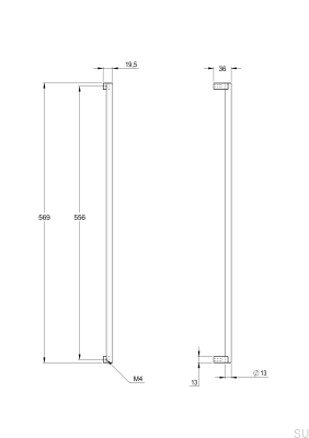 Ручка мебельная удлиненная Bar569 556, латунь, матово-черная