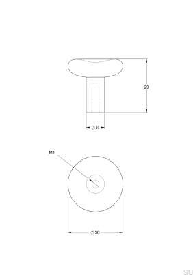 Мебельная ручка Bean 30, латунь, матовый никель