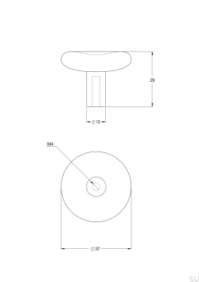 Мебельная ручка Bean 37, полированная латунь, нелакированная