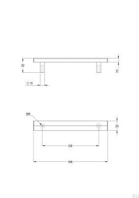 Удлинённая мебельная ручка Bean 128, латунно-коричневая