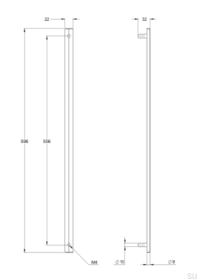 Ручка мебельная продолговатая Bean 556, полированная латунь, нелакированная