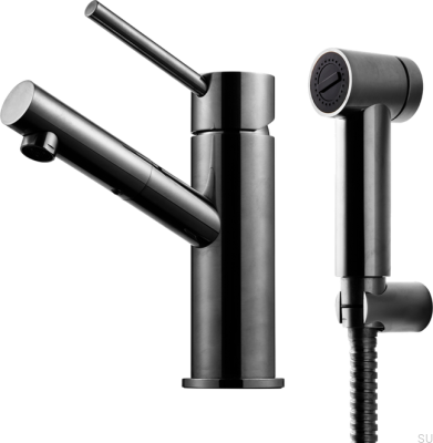 Смеситель для раковины и биде BI069 из черной хромированной латуни