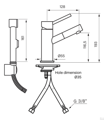 Смеситель для раковины и биде BI069 из черной хромированной латуни