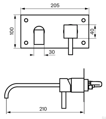 Смеситель для раковины 175 BOX006 Латунь Серебристый Хром