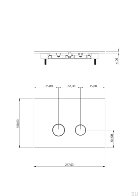 Кнопка смыва TECE DUO112, латунь, никелированная, матовая