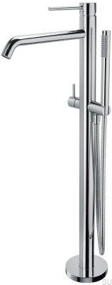 Отдельно стоящий смеситель для ванны с душевой лейкой EVM032, цвет латунь, серебро, хром