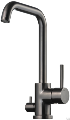 Кухонный смеситель с клапаном для посудомоечной машины EVO984, латунь, черный хром, матовый