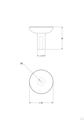 Мебельная ручка Pastille 30, латунь, матово-черный