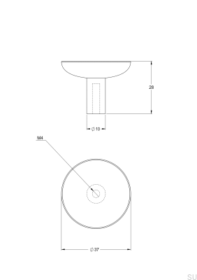 Мебельная ручка Pastille 37, полированная латунь, нелакированная