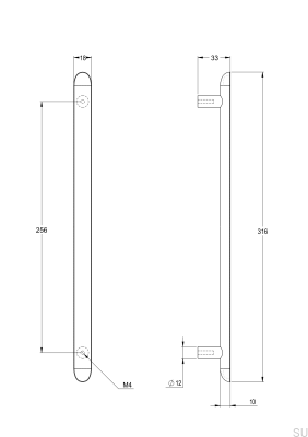 Ручка мебельная продолговатая Pastille L 256, полированная латунь, нелакированная