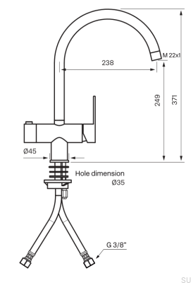Кухонный смеситель с клапаном для посудомоечной машины RIN184, латунь, матово-черный