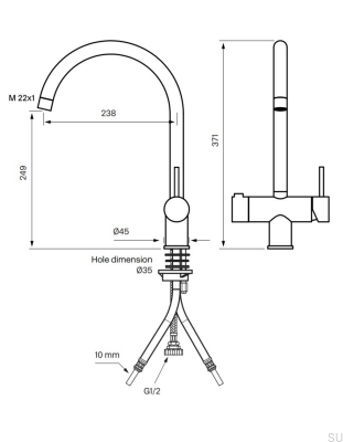 Кухонный смеситель с клапаном для посудомоечной машины SK New 184 Латунь Серебристый Хром