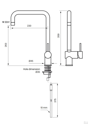 Кухонный смеситель с клапаном для посудомоечной машины SK New 980 Brass Silver Chrome