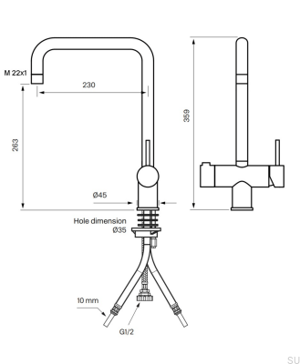 Кухонный смеситель с клапаном для посудомоечной машины SK New 984 Латунь Серебристый Хром