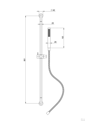 Душевая штанга TVM200 из латуни, матово-черная