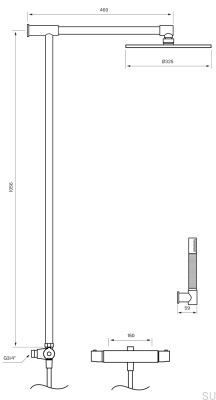 Душевой гарнитур TVM300 из латуни, черный хром, матовый