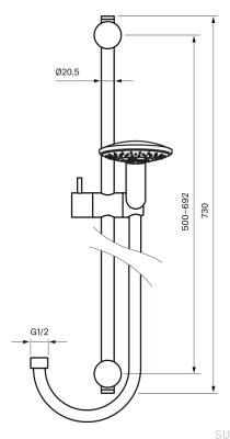 Душевая штанга с регулируемым настенным креплением ZSAL194 Латунь Серебристый Хром