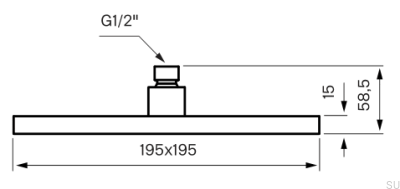 Квадратная скрытая лейка для душа с дождевой насадкой 200 ZSOF075 Латунь Серебристый Хром
