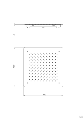 Квадратная скрытая лейка для душа с дождевой насадкой 400 ZSOF097 Латунь Черный Хром