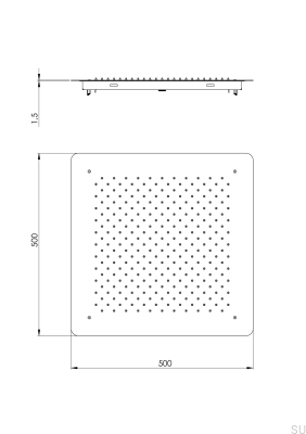 Квадратная скрытая лейка для душа с дождевой насадкой 500 ZSOF098 Полированная латунь Нелакированная