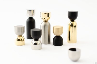 Настенная вешалка Kokeshi Mix 1856 из матовой стали и матовой латуни, неокрашенная