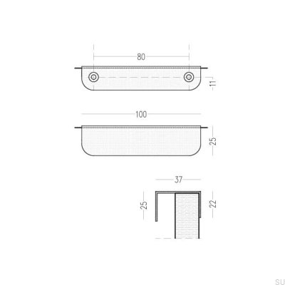 Мебельная ручка Edit 100 edge, латунь, коричневый цвет, шлифованная