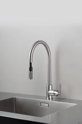 Латунный смеситель для кухни с выдвижной ручкой и европейским штекером