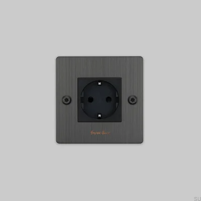 Одинарная розетка с логотипом, тип F, линейная, 1G, латунь, обожженная бронза, европейский стандарт