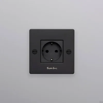 Одинарная розетка с логотипом Тип F Крест 1G Сталь Черный Европейский стандарт