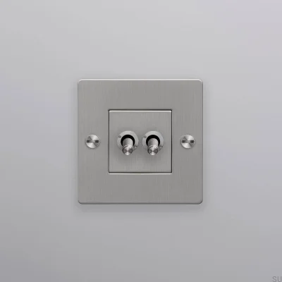 Двойной переключатель без логотипа Cross 1G Сталь Серебристый Европейский Стандарт