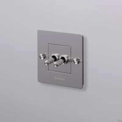 Двойной переключатель с логотипом Cross 1G, сталь, серебро, европейский стандарт