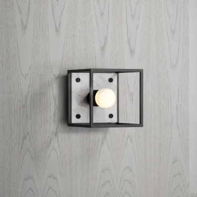 Настенный светильник Caged Cross S из стали, белого мрамора