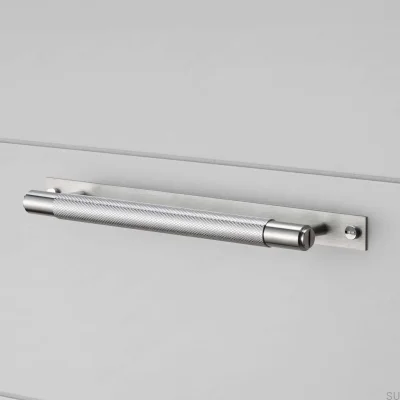 Длинная мебельная ручка с пластиной Cross 125 Steel Silver