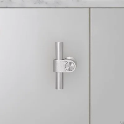 Т-образная ручка для мебели из литой стали 85, серебристого цвета