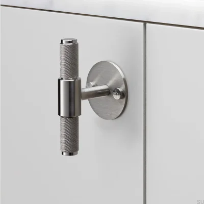 Т-образная мебельная ручка с крестообразной накладкой, сталь 95, серебро