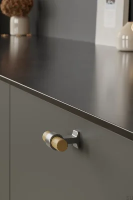 Мебельная ручка T-Bar Bond Wood 50 из дерева, дуб, серебро